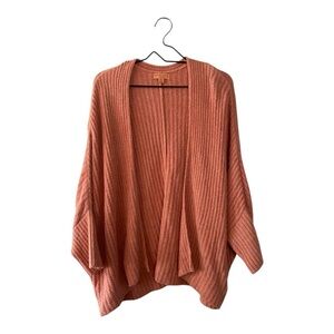 Barefoot Dreams CozyChic Lite Peach Ribbed Chenille Cardigan Open Front Shrug 1X
